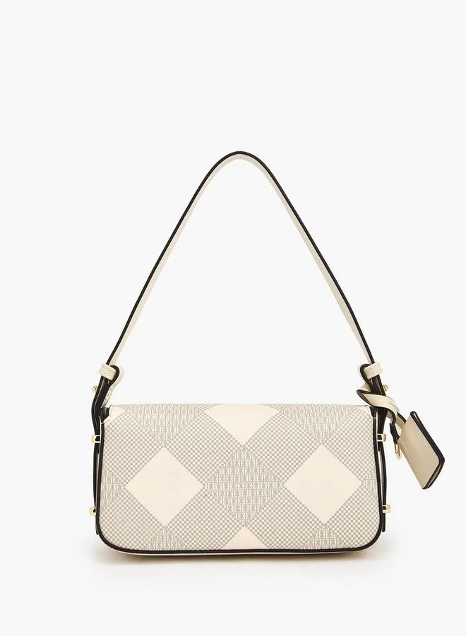 ELLE IVORY Checked Shoulder Bag with Flap Closure for Women | Best Price UAE
